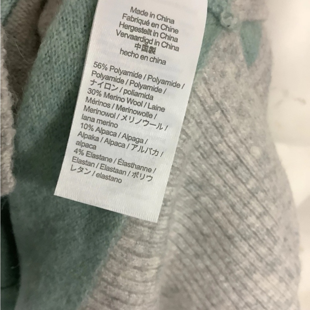 J Crew Sz S Wide Stripe Turtleneck In Super Soft Yarn Alpaca Blend Green Gray - Picture 7 of 8
